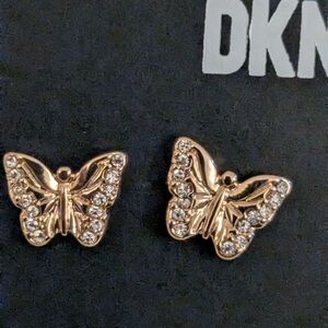 DKNYC Gold Butterfly Earrings with Sparkling Accents